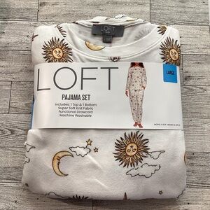 LOFT  Pajama Set - White with Sun and Moon Design Size:Large